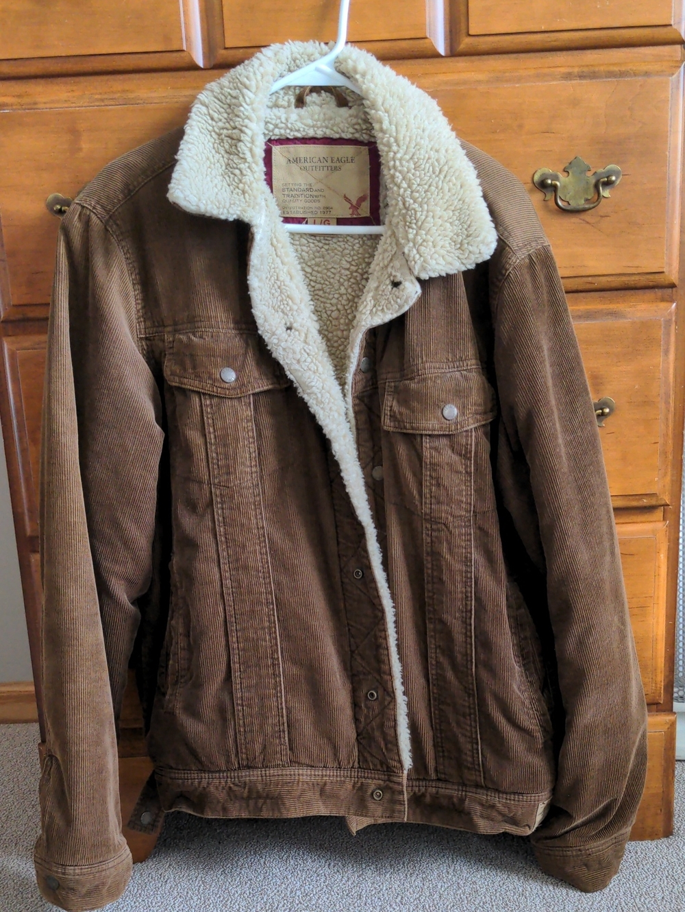 American Eagle Outfitters Brown Corduroy Sherpa-Lined Field Jacket
